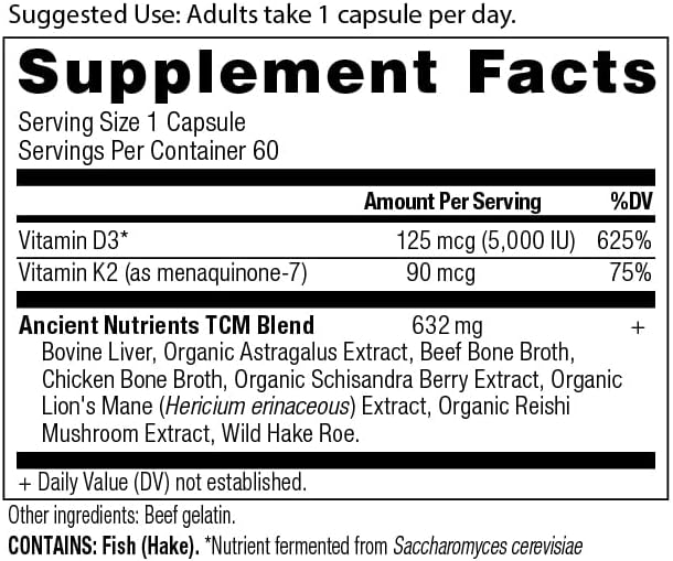 Ancient Nutrition Vitamin D Supplement, 5,000 - 60 Tabs