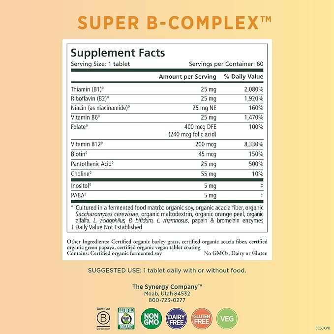 PURE SYNERGY Super B-Complex - 60 Tabs