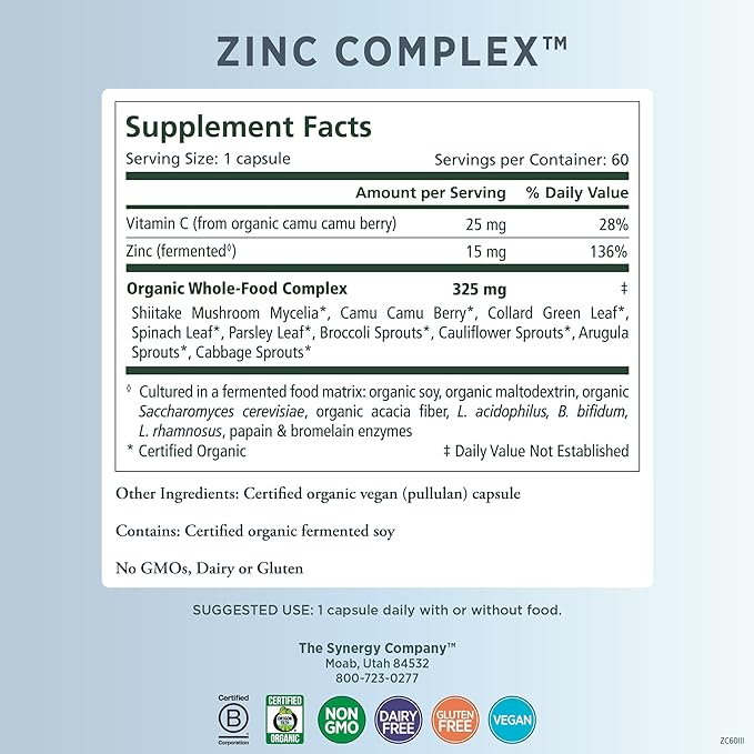 PURE SYNERGY Zinc Complex | Zinc - 60 Tabs