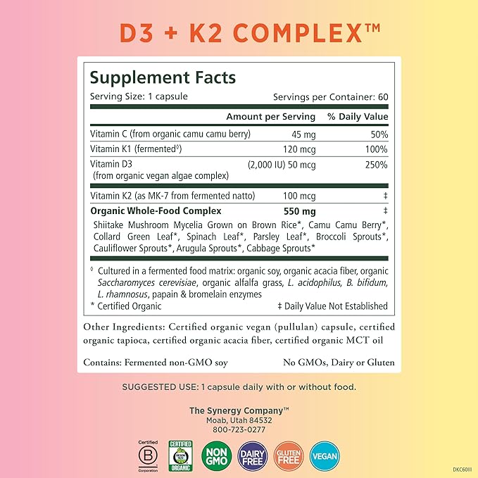 PURE SYNERGY D3 + K2 Complex - 60 Tabs