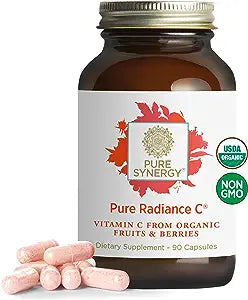 PURE SYNERGY Pure Radiance C | Organic Vitamin C Capsules | 100% Natural, Whole Food, Non-GMO - 90 tabs